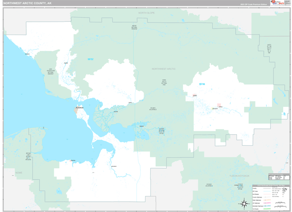 Northwest Arctic County Wall Map Premium Style